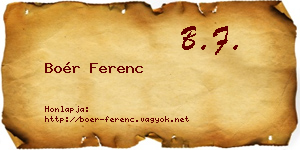 Boér Ferenc névjegykártya