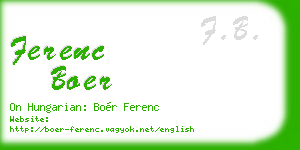ferenc boer business card