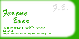 ferenc boer business card